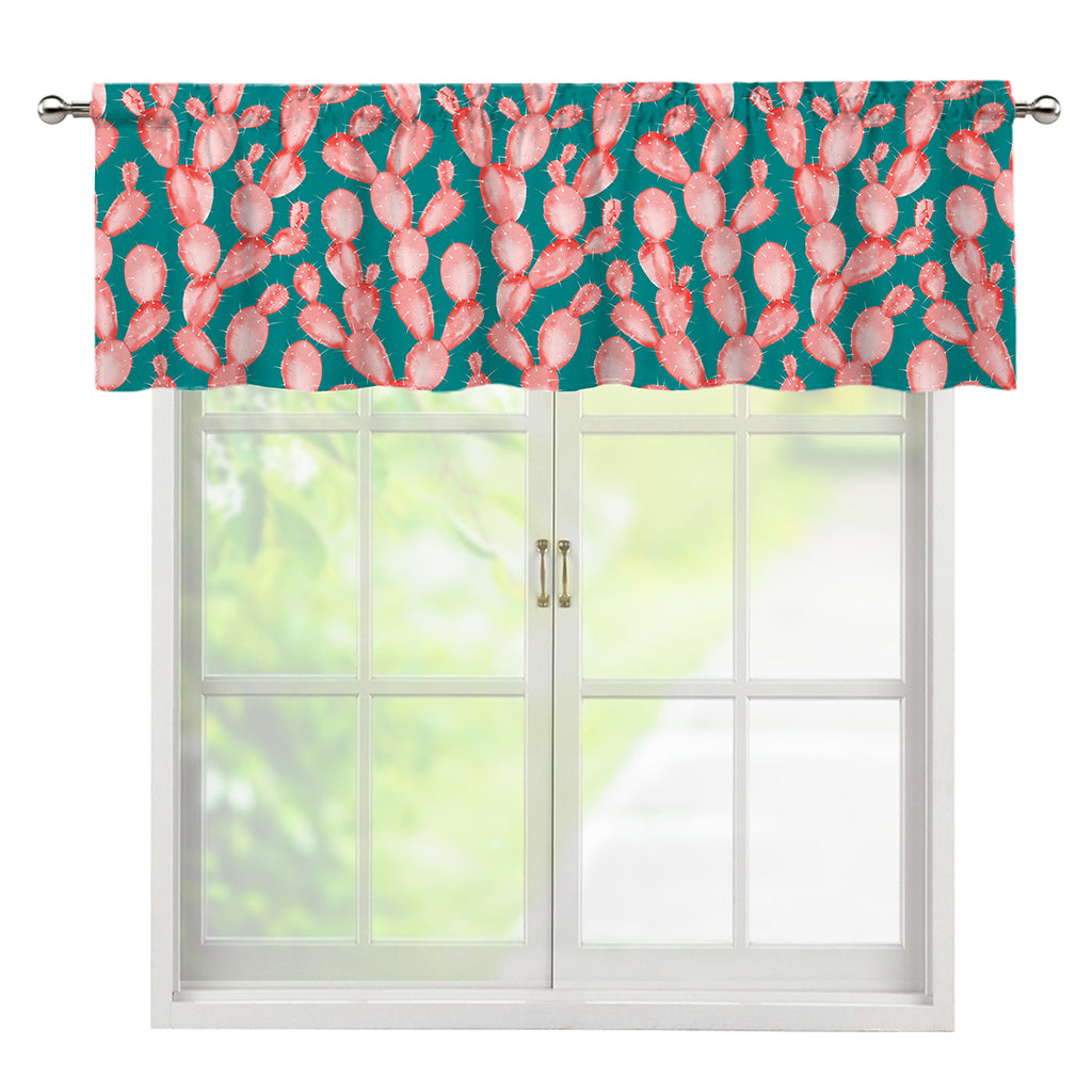 Pink Cactus Pattern Print Window Valance
