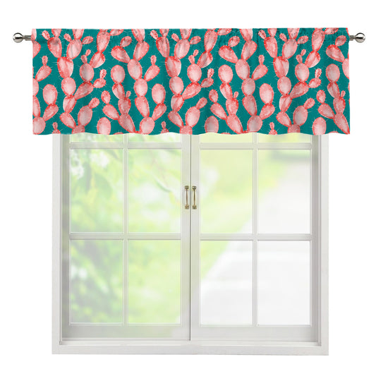Pink Cactus Pattern Print Window Valance