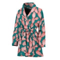Pink Cactus Pattern Print Women's Bathrobe