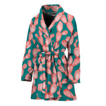 Pink Cactus Pattern Print Women's Bathrobe