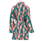 Pink Cactus Pattern Print Women's Bathrobe