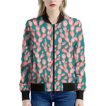 Pink Cactus Pattern Print Women's Bomber Jacket
