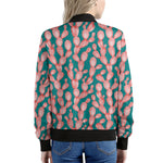 Pink Cactus Pattern Print Women's Bomber Jacket