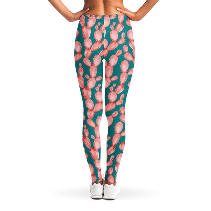 Pink Cactus Pattern Print Women's Leggings