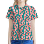 Pink Cactus Pattern Print Women's Polo Shirt