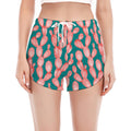 Pink Cactus Pattern Print Women's Split Running Shorts