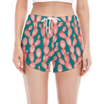 Pink Cactus Pattern Print Women's Split Running Shorts