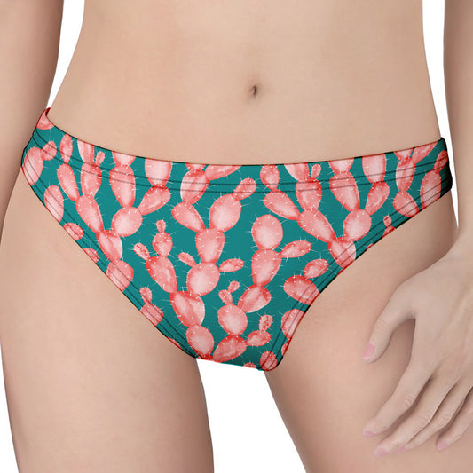 Pink Cactus Pattern Print Women's Thong
