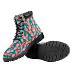 Pink Cactus Pattern Print Work Boots
