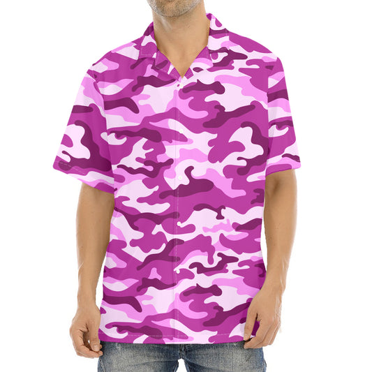Pink Camouflage Print Aloha Shirt