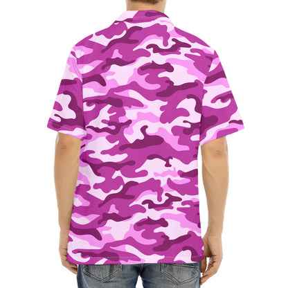 Pink Camouflage Print Aloha Shirt