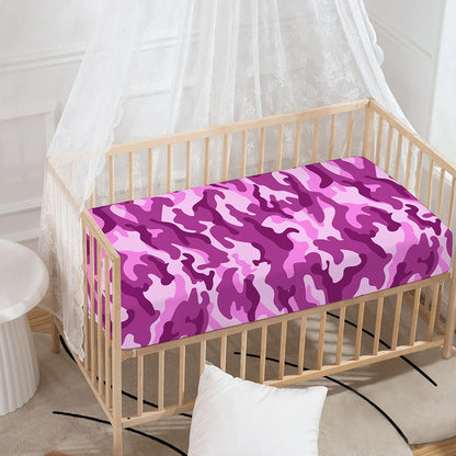 Pink Camouflage Print Baby Crib Sheet