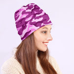 Pink Camouflage Print Beanie