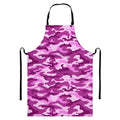 Pink Camouflage Print Bib Apron With Pocket