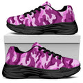 Pink Camouflage Print Black Chunky Shoes