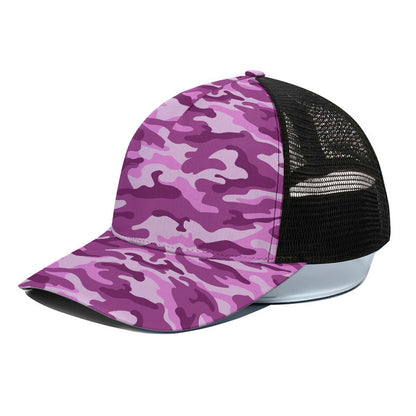 Pink Camouflage Print Black Mesh Trucker Cap