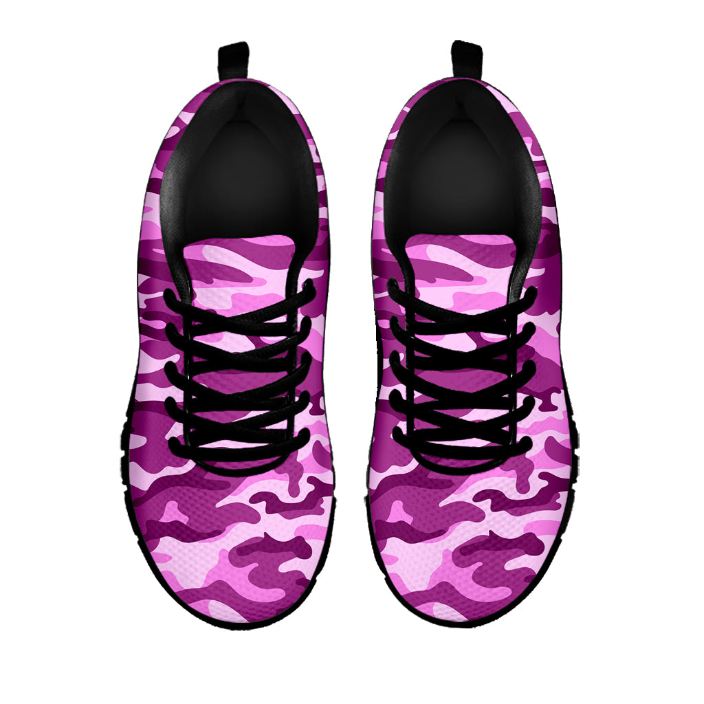 Pink Camouflage Print Black Running Shoes