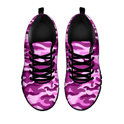 Pink Camouflage Print Black Running Shoes