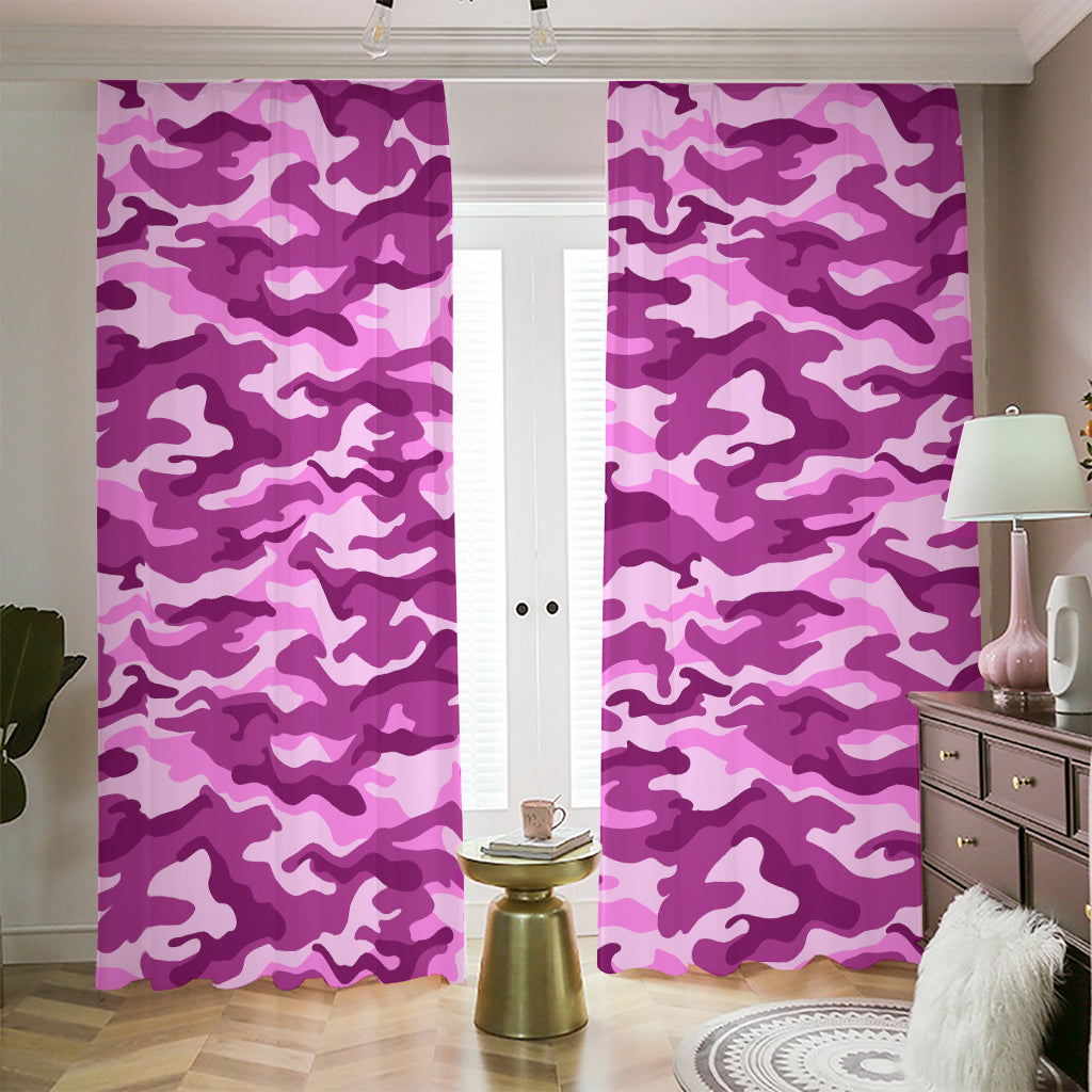 Pink Camouflage Print Blackout Pencil Pleat Curtains
