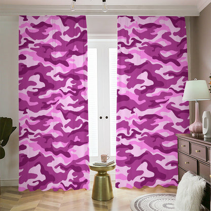 Pink Camouflage Print Blackout Pencil Pleat Curtains