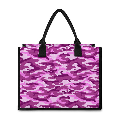 Pink Camouflage Print Canvas Tote Bag
