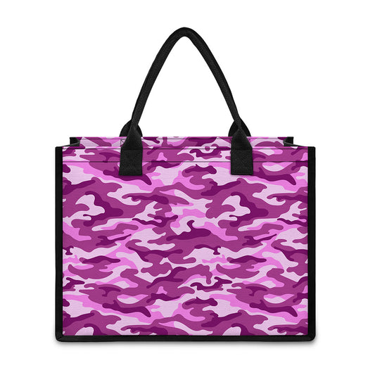 Pink Camouflage Print Canvas Tote Bag