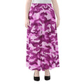 Pink Camouflage Print Chiffon Maxi Skirt