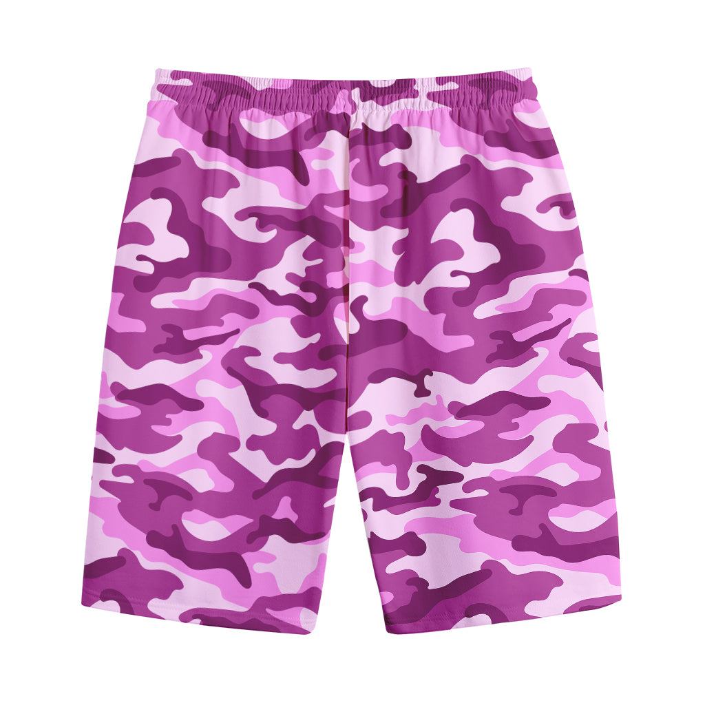 Pink Camouflage Print Cotton Shorts