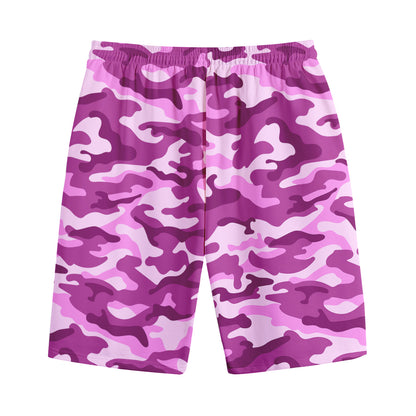 Pink Camouflage Print Cotton Shorts
