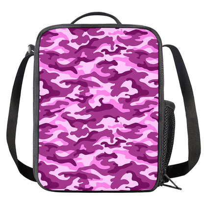 Pink Camouflage Print Crossbody Lunch Bag