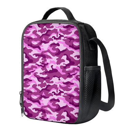 Pink Camouflage Print Crossbody Lunch Bag