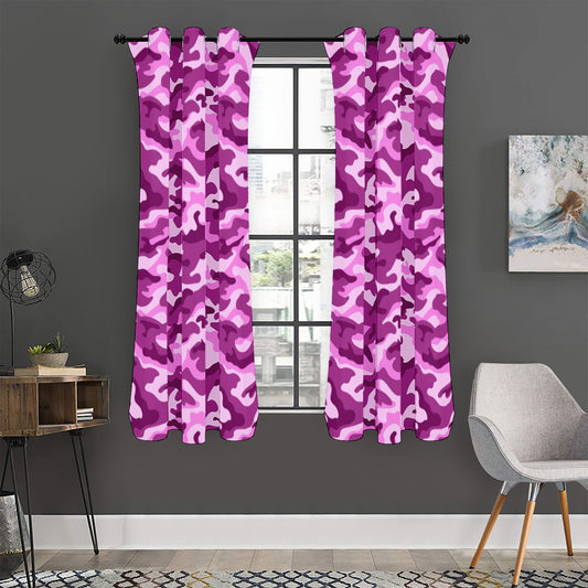 Pink Camouflage Print Curtain