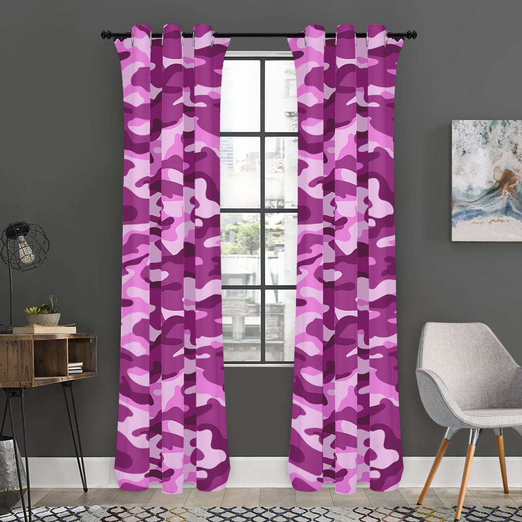 Pink Camouflage Print Curtain