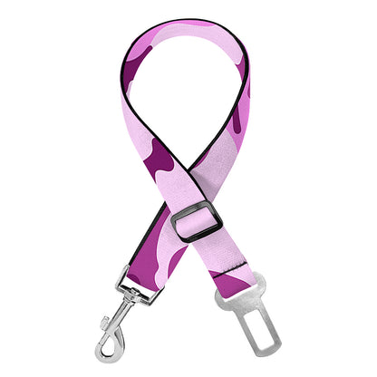 Pink Camouflage Print Dog Seat Belt