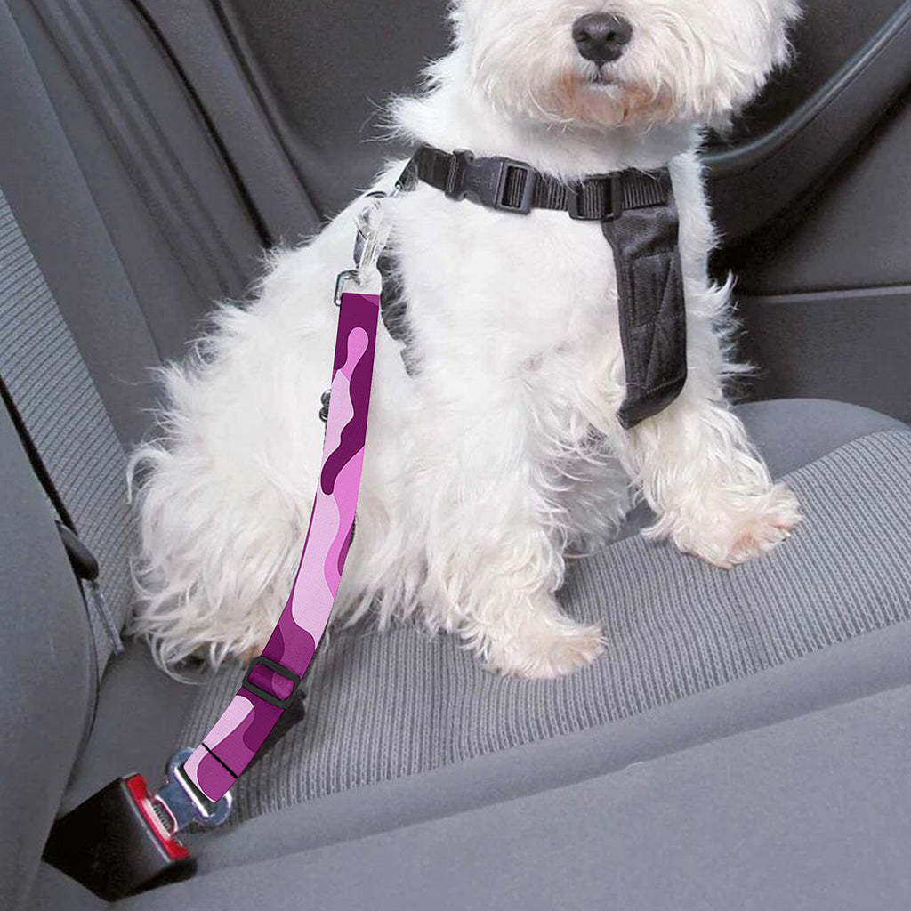 Pink Camouflage Print Dog Seat Belt