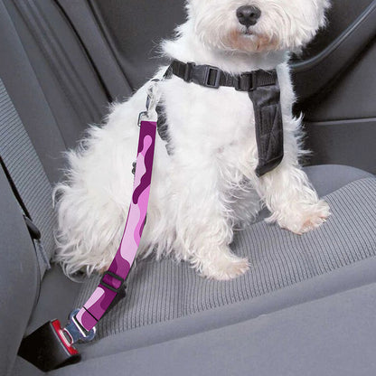 Pink Camouflage Print Dog Seat Belt