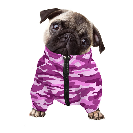 Pink Camouflage Print Dog Zip Up Jacket