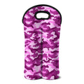 Pink Camouflage Print Double Neoprene Wine Tote