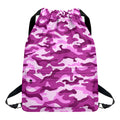 Pink Camouflage Print Drawstring Backpack