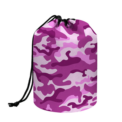 Pink Camouflage Print Drawstring Makeup Bag