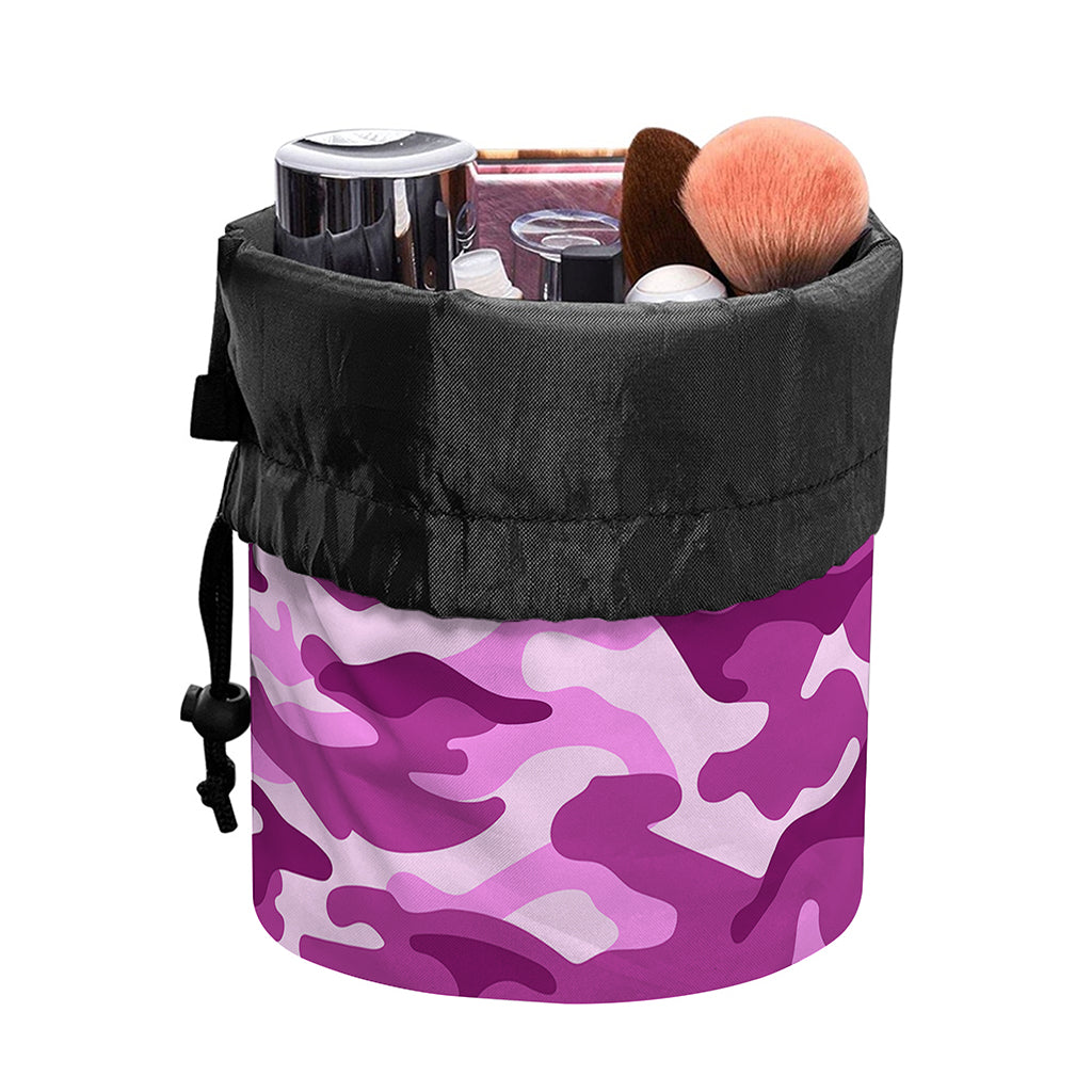 Pink Camouflage Print Drawstring Makeup Bag
