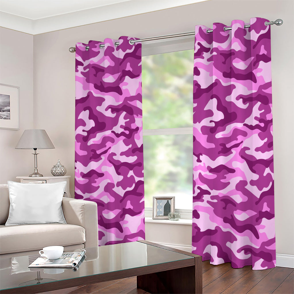 Pink Camouflage Print Extra Wide Grommet Curtains