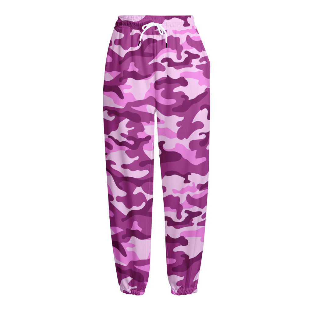 Pink Camouflage Print Fleece Lined Knit Pants
