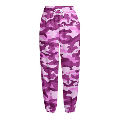 Pink Camouflage Print Fleece Lined Knit Pants