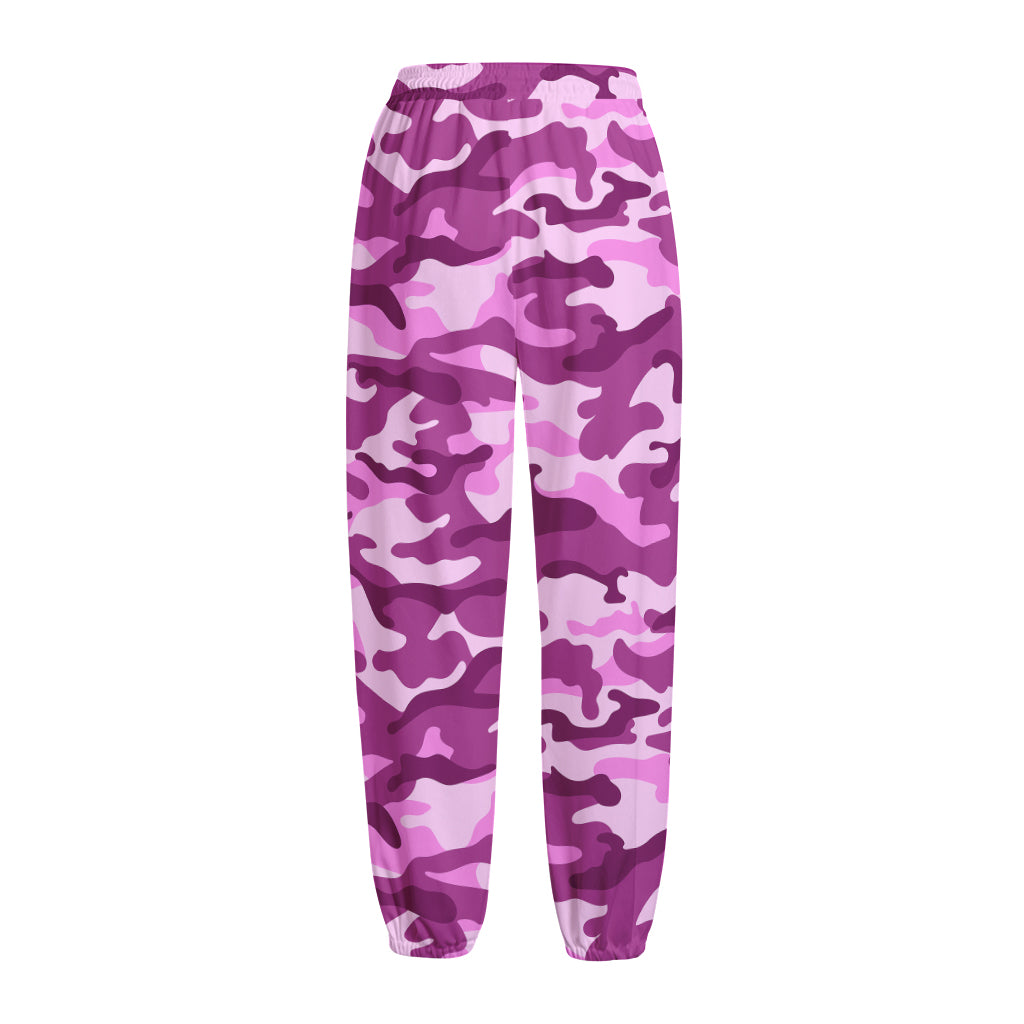 Pink Camouflage Print Fleece Lined Knit Pants