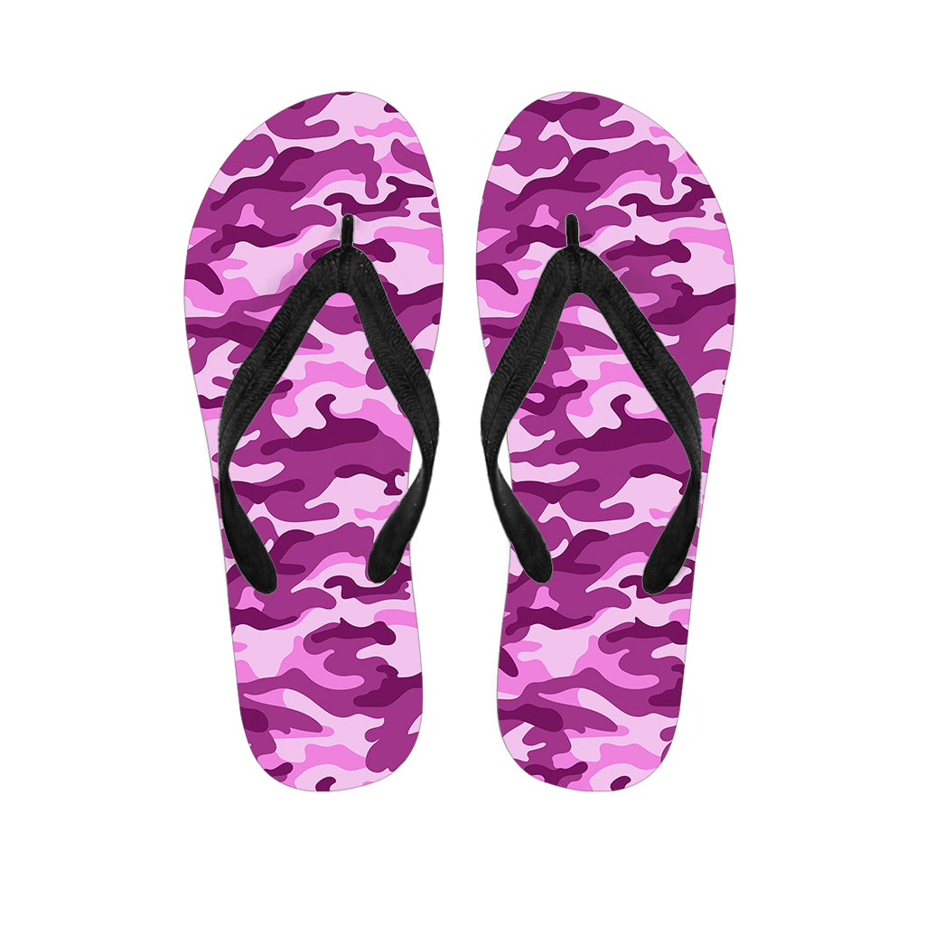 Pink Camouflage Print Flip Flops
