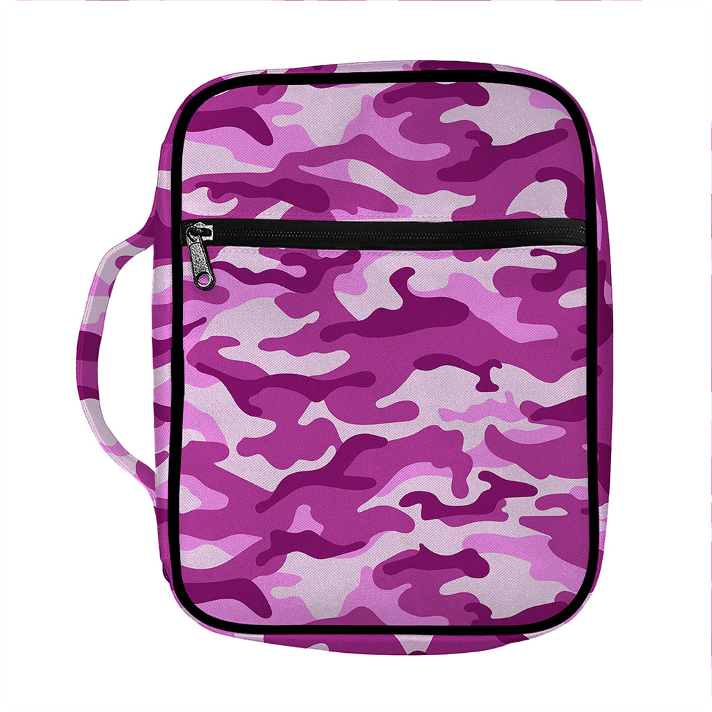 Pink Camouflage Print Front Pocket Bible Bag