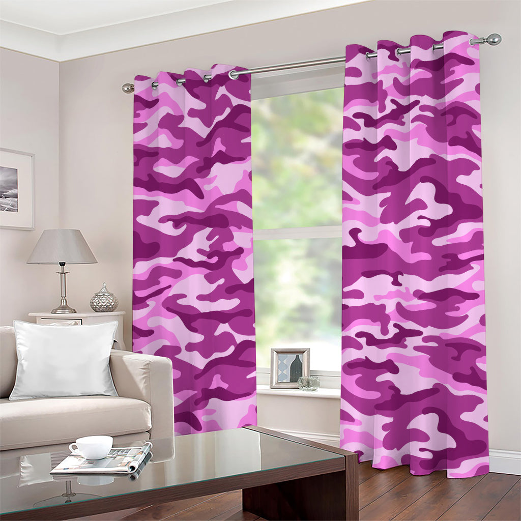 Pink Camouflage Print Grommet Curtains