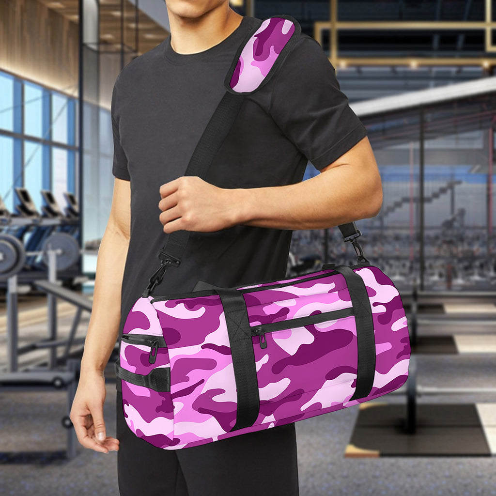 Pink Camouflage Print Gym Bag