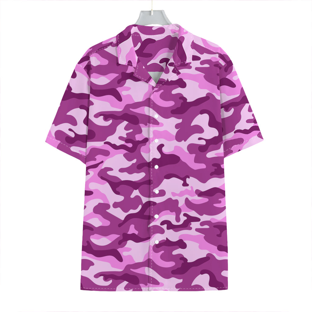 Pink Camouflage Print Hawaiian Shirt